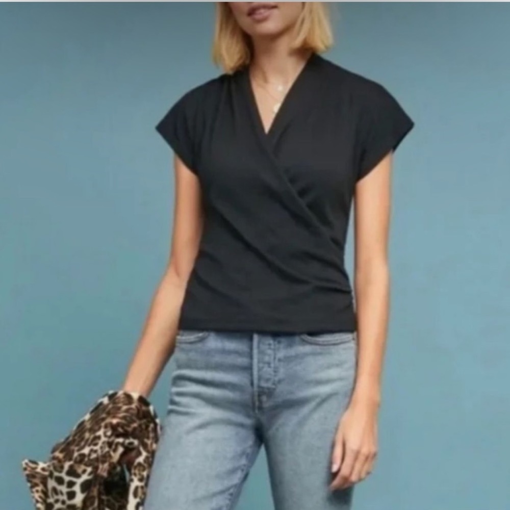 Maeve Black Wrap Top size Small